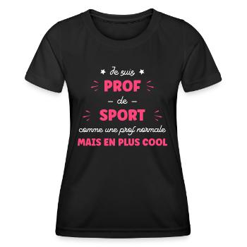 Je suis prof de sport - T-shirt sport Femme - noir - Devant - AI Model Female 172 light (172cm)