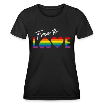 LGBTQIA+ free to love Rainbow Flag - Women's Functional T-Shirt - black - Front - AI Model Female 172 light (172cm)