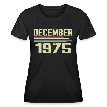 Décembre 1975 Vintage Rétro Anniversaire - T-shirt sport Femme - noir - Devant - AI Model Female 172 light (172cm)