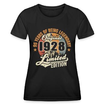 95 years - legendary since 1928 - Women's Functional T-Shirt - black - Front - AI Model Female 172 light (172cm)