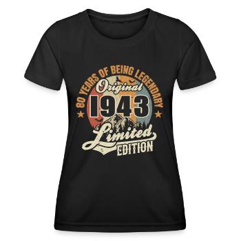 80 Jahre - Legendär seit 1943 - Frauen Funktions-T-Shirt - Schwarz - Vorne - AI Model Female 172 light (172cm)