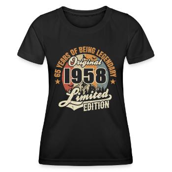 65 years - legendary since 1958 - Women's Functional T-Shirt - black - Front - AI Model Female 172 light (172cm)