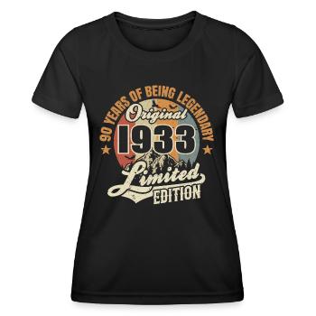 90 years - legendary since 1933 - Women's Functional T-Shirt - black - Front - AI Model Female 172 light (172cm)