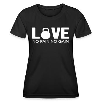 Gymnase Calisthenics « Pain-Gain » Fitness Musculaire - T-shirt sport Femme - noir - Devant - AI Model Female 172 light (172cm)