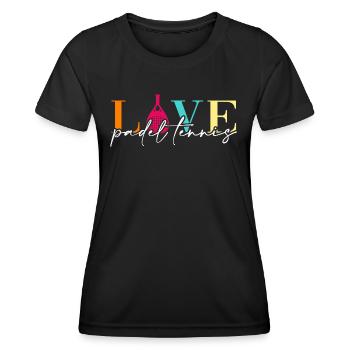 Padel Tennis Padel-Love Padel-Club - Women's Functional T-Shirt - black - Front - AI Model Female 172 light (172cm)