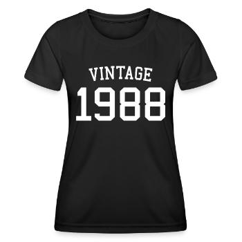 Vintage 1988 - 34 Years Old, 34th Birthday Gift - Women's Functional T-Shirt - black - Front - AI Model Female 172 light (172cm)