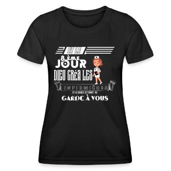 Infirmière : une vocation divine - T-shirt sport Femme - noir - Devant - AI Model Female 172 light (172cm)
