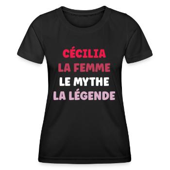 Cécilia la femme le mythe la légende - T-shirt sport Femme - noir - Devant - AI Model Female 172 light (172cm)