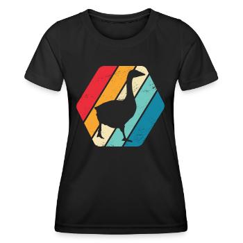 Goose Migratory Bird Bird Animal Nature Retro - Women's Functional T-Shirt - black - Front - AI Model Female 172 light (172cm)