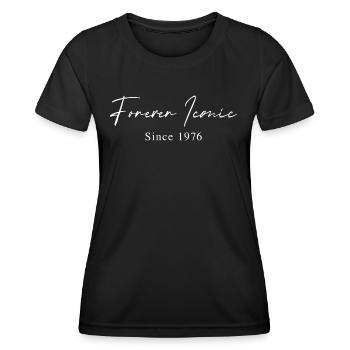 Forever Iconic 1976 Typographie minimaliste - T-shirt sport Femme - noir - Devant - AI Model Female 172 light (172cm)