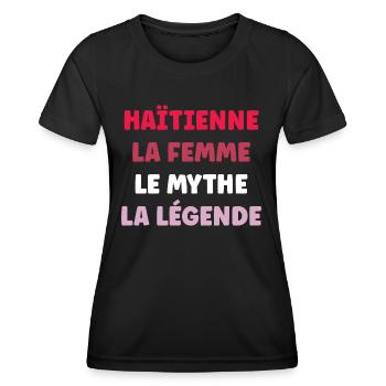 La femme le mythe la légende Haïtienne - T-shirt sport Femme - noir - Devant - AI Model Female 172 light (172cm)