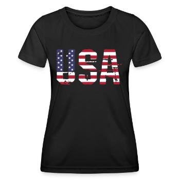 USA in den Farben der amerikanischen Flagge Fahne - Frauen Funktions-T-Shirt - Schwarz - Vorne - AI Model Female 172 light (172cm)