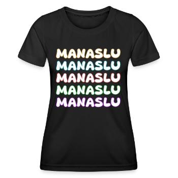 Ascension du Manaslu - T-shirt sport Femme - noir - Devant - AI Model Female 172 light (172cm)