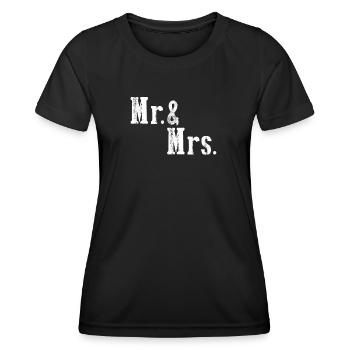 Mr. & Mrs. Hochzeit Heirat Liebespaar - Frauen Funktions-T-Shirt - Schwarz - Vorne - AI Model Female 172 light (172cm)