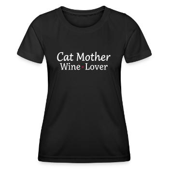 Cat Mother – Wein, Liebe & Katzenhumor - Frauen Funktions-T-Shirt - Schwarz - Vorne - AI Model Female 172 light (172cm)