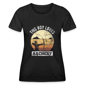 Retro Bogenschütze Bogenschießen Bogen - Frauen Funktions-T-Shirt - Schwarz - Vorne - AI Model Female 172 light (172cm)