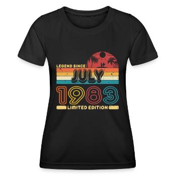 Birthday 1983 July Retro Legend Since Palme - Women's Functional T-Shirt - black - Front - AI Model Female 172 light (172cm)