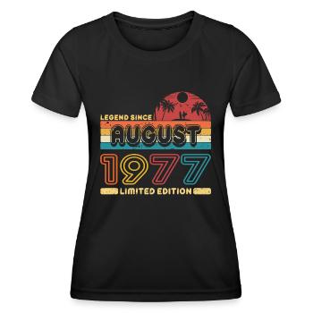 Geburtstag 1977 August Retro Legend Since Palme - Frauen Funktions-T-Shirt - Schwarz - Vorne - AI Model Female 172 light (172cm)