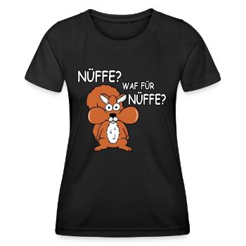 Nüffe - Frauen Funktions-T-Shirt - Schwarz - Vorne - AI Model Female 172 light (172cm)
