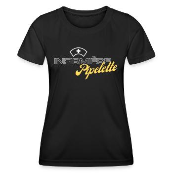 Infirmière Pipelette - T-shirt sport Femme - noir - Devant - AI Model Female 172 light (172cm)
