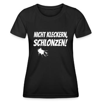 Nicht kleckern schlonzen Sex Witz - Frauen Funktions-T-Shirt - Schwarz - Vorne - AI Model Female 172 light (172cm)