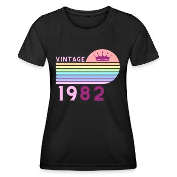 Anniversaire 40 ans vintage 1982 femme rose violet - T-shirt sport Femme - noir - Devant - AI Model Female 172 light (172cm)