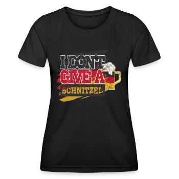 I Don't Give A Schnitzel Deutsches Bier Wurst - Frauen Funktions-T-Shirt - Schwarz - Vorne - AI Model Female 172 light (172cm)