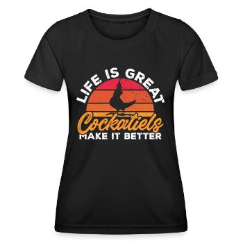 Cockatiel Cockatiel Cockatoo Perroquet Oiseau Cadeau - T-shirt sport Femme - noir - Devant - AI Model Female 172 light (172cm)