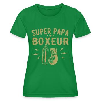 Super Papa Boxeur Père Papa Boxe - Cadeau Boxeur - T-shirt sport Femme - vert - Devant - AI Model Female 172 dark (172cm)