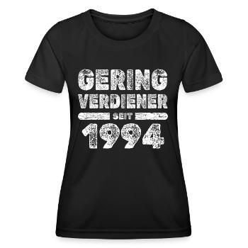 Personnes à faible revenu en 1994 - T-shirt sport Femme - noir - Devant - AI Model Female 172 light (172cm)