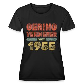 Low-income earners in 1955 - Women's Functional T-Shirt - black - Front - AI Model Female 172 light (172cm)