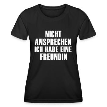 nicht ansprechen ich habe eine Freundin JGA - Frauen Funktions-T-Shirt - Schwarz - Vorne - AI Model Female 172 light (172cm)
