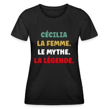 CéCILIA la femme le mythe la légende - T-shirt sport Femme - noir - Devant - AI Model Female 172 light (172cm)