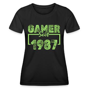 Jahr 1987 - Frauen Funktions-T-Shirt - Schwarz - Vorne - AI Model Female 172 light (172cm)