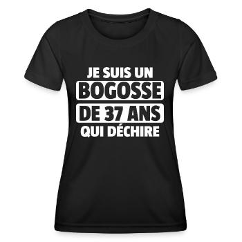 bogosse de 37 ans qui déchire / homme de 37 ans - T-shirt sport Femme - noir - Devant - AI Model Female 172 light (172cm)