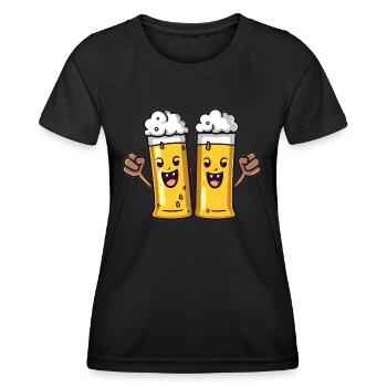 Brew Buddies: Cheers to Beer Glass Friends - Women's Functional T-Shirt - black - Front - AI Model Female 172 light (172cm)