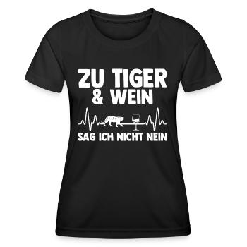 Tiger Motiv - Frauen Funktions-T-Shirt - Schwarz - Vorne - AI Model Female 172 light (172cm)