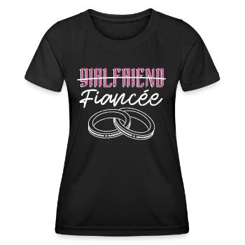 girlfriend, partner, fiancée, gift, engagement - Women's Functional T-Shirt - black - Front - AI Model Female 172 light (172cm)