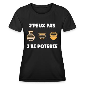 Humour pots de Poterie - T-shirt sport Femme - noir - Devant - AI Model Female 172 light (172cm)