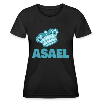 First name Asael - Women's Functional T-Shirt - black - Front - AI Model Female 172 light (172cm)