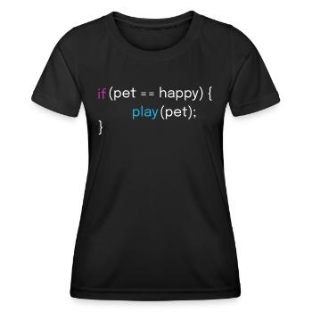 Conception amusante d’animaux de compagnie et de codage - T-shirt sport Femme - noir - Devant - AI Model Female 172 light (172cm)