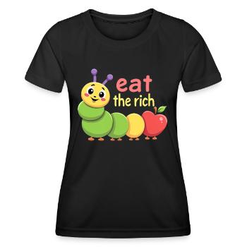 Ver affamé - Chenille Kawaii - T-shirt sport Femme - noir - Devant - AI Model Female 172 light (172cm)