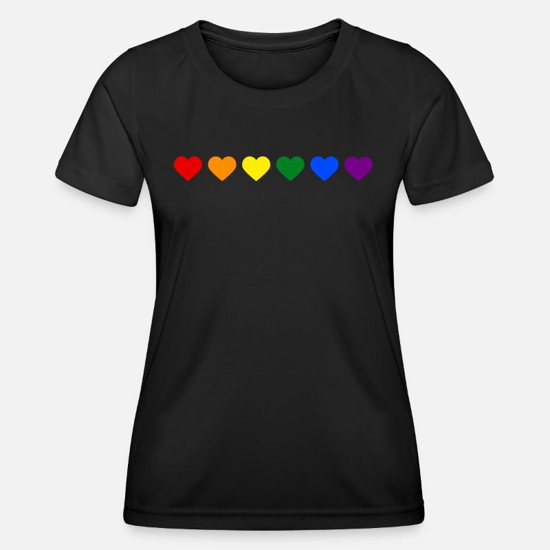 Rainbow heart - Women's Functional T-Shirt - black