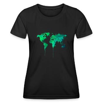 Carte du monde - T-shirt sport Femme - noir - Devant - AI Model Female 172 light (172cm)