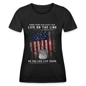 Honorer ceux qui placent leur vie en jeu - T-shirt sport Femme - noir - Devant - AI Model Female 172 light (172cm)