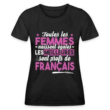 Prof Professeur Français Métier Humour - T-shirt sport Femme - noir - Devant - AI Model Female 172 light (172cm)