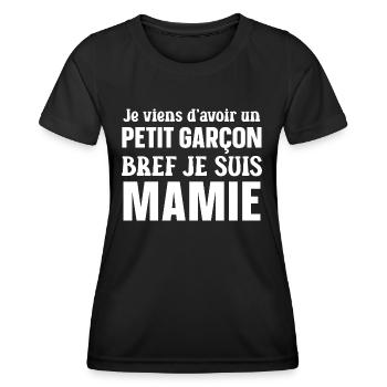 Bref je suis mamie Cadeau mamie annonce grossesse - T-shirt sport Femme - noir - Devant - AI Model Female 172 light (172cm)