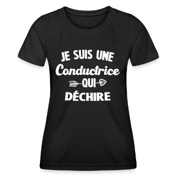 Je Suis Une Conductrice Qui Déchire - T-shirt sport Femme - noir - Devant - AI Model Female 172 light (172cm)