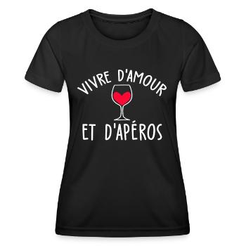 amour et apéro - T-shirt sport Femme - noir - Devant - AI Model Female 172 light (172cm)