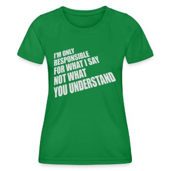 ce que je dis citation - T-shirt sport Femme - vert - Devant - AI Model Female 172 dark (172cm)